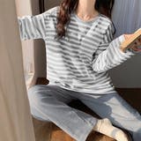 クルーネック カップ付き ボーダー | レースレディース  | 詳細画像1 