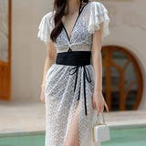 【2点セット】パレオ付き フェイクレイヤード シアー | レースレディース | 詳細画像1