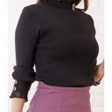 ビジューボタン付きリブニットフリルプルオーバー 女性 レディース | レースレディース  | 詳細画像4 