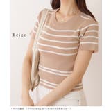 パネルボーダー クルーネック 半袖 ニット Tシャツ | レースレディース | 詳細画像10