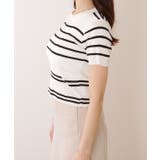 パネルボーダー クルーネック 半袖 ニット Tシャツ | レースレディース | 詳細画像16