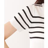 パネルボーダー クルーネック 半袖 ニット Tシャツ | レースレディース | 詳細画像19