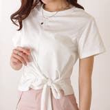 裾リボン クルーネック コンパクト 半袖 トップス | レースレディース | 詳細画像1