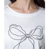 ソリッドカラー 半袖 リボン プリント Tシャツ | レースレディース  | 詳細画像17 