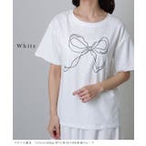 ソリッドカラー 半袖 リボン プリント Tシャツ | レースレディース  | 詳細画像3 