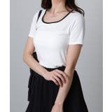 配色ライン スクエアネック ソリッド 半袖 Tシャツ | レースレディース | 詳細画像16
