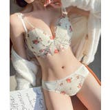 ダブルストラップ フラワー リボン ノンワイヤー ブラ&ショーツ セット | レースレディース | 詳細画像17