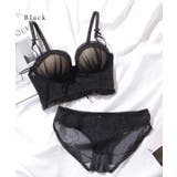 リボン レース 3/4 ビスチェ風 脇高 ブラ&ショーツ | レースレディース  | 詳細画像10 