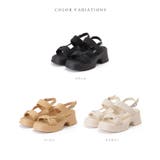 フェイクレザー リボンライク バックストラップ 厚底 サンダル | レースレディース | 詳細画像2