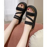 ソフト ギャザー ストラップ コンフォート フラット サンダル | レースレディース  | 詳細画像6 