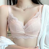カットレース シアー レイヤード ノンワイヤー ブラジャー | レースレディース  | 詳細画像1 