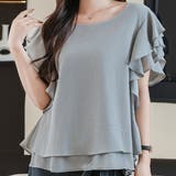 ラウンドネック ラッフルフリル 半袖 | レースレディース | 詳細画像1