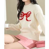 ラウンドネック リボン柄 長袖 | レースレディース  | 詳細画像4 