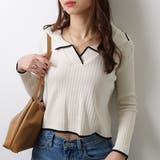 バイカラー 配色ライン Ｖネック | レースレディース  | 詳細画像1 