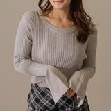 クルーネック フレアスリーブ リブニット | レースレディース  | 詳細画像1 