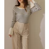 クルーネック フレアスリーブ リブニット | レースレディース  | 詳細画像16 