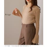 クルーネック フレアスリーブ リブニット | レースレディース  | 詳細画像6 