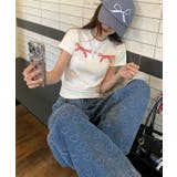 リボン刺繍 クルーネック ショート丈 | レースレディース | 詳細画像7