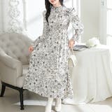 花柄 肩フリル スタンドカラー | レースレディース  | 詳細画像1 