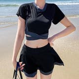 【2点セット】バイカラー ツイスト Tシャツ風 | レースレディース  | 詳細画像1 