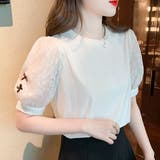 パフ袖 リボン フラワーレース | レースレディース  | 詳細画像1 