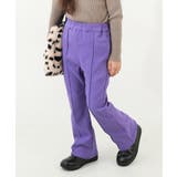 バイオレット | 裏起毛 ピンタックフレアパンツ 子供服 キッズ 女の子 ボトムス ロングパンツ | devirock