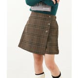 002-チェック2-ブラウン | 裏起毛 ラップスカート風パンツ 子供服 | devirock