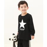 007-星-ブラック | 綿100% ボーイズ 裾リブ長袖パジャマ | devirock