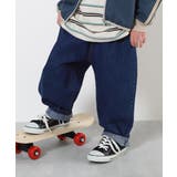 ネイビー | 楽デニム ルーズタックパンツ 子供服 | devirock