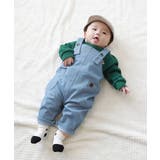 002-サックス | ベビー カットデニム風 サロペット | devirock