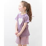 002-ハート-ラベンダー | ガールズ半袖パジャマ 子供服 キッズ | devirock
