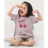 004-チェリー-Gラベンダー | ガールズ半袖パジャマ 子供服 キッズ | devirock