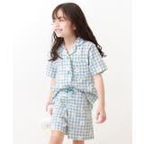 006-フラワー-ダスティブルー | 着心地やわらか 総柄開襟半袖パジャマ 子供服 | devirock