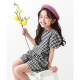 001-ギンガム-ブラック | パフスリーブトップス&ショートパンツ 子供服 キッズ | devirock