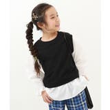 ブラック | ベストドッキング風 長袖Tシャツ 子供服 | devirock