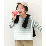 006-ボトルグリーン | ゆるっとボーダー 長袖Tシャツ 子供服 | devirock