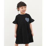 003-ハート-ブラック | 名札穴あかない 半袖ワンピース 子供服 | devirock