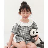 008-ギンガム-ブラック | 綿100% どっちも前 フリル半袖パジャマ | devirock