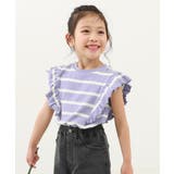 004-Sバイオレット | フリルフレンチスリーブ 半袖Tシャツ 子供服 | devirock