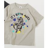 004-恐竜-Lグレー | デビラボ BOXシルエット プリント半袖Tシャツ | devirock