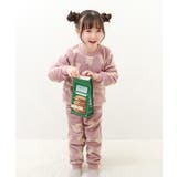 003-クマ-ピンクベージュ | ガールズ もこもこフリース パジャマ | devirock