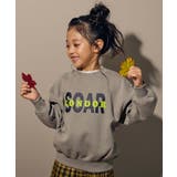 004-ロゴ-Dグレージュ | デビラボ プリント裏起毛BIGシルエットトレーナー 子供服 | devirock