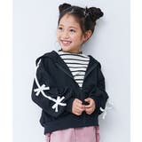 ブラック | リボン付き サイドライン おめかしジップパーカー | devirock