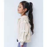 アイボリー | リボン付き サイドライン おめかしジップパーカー | devirock