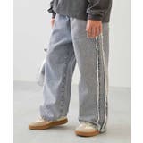 003-ケミカルブリーチ | サイドフリンジ デニムパンツ 子供服 | devirock