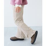 002-すそフリル-Lグレー | えらべるフリルデザイン 裏起毛 あったかパンツ | devirock