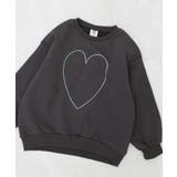001-ハート-スミクロ | デビラボ ガールズ プリントボリュームスリーブ裏起毛トレーナー | devirock