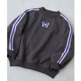 009-バタフライ-スミクロ | デビラボ ガールズ プリント裏起毛ラグラントレーナー | devirock