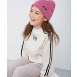 010-バタフライ-オートミール | デビラボ ガールズ プリント裏起毛ラグラントレーナー | devirock