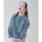 042-フラワー-ブルーグレー | スフレスウェット ワンポイント刺繍 裏起毛 | devirock